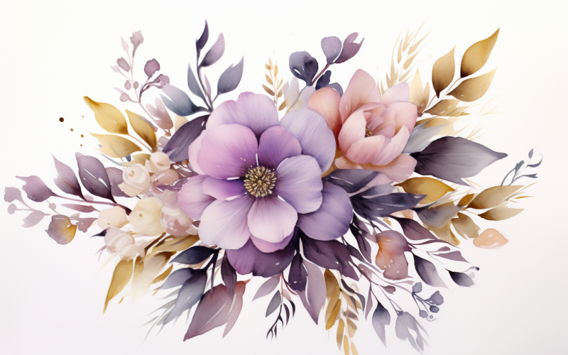 Watercolor Flowers Bouquets, illustration background 393 Illustration