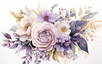 Watercolor Flowers Bouquets, illustration background 394