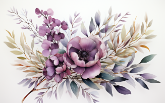 Watercolor Flowers Bouquets, illustration background 395