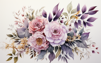Watercolor Flowers Bouquets, illustration background 396