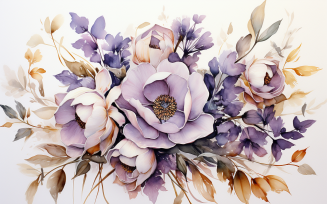 Watercolor Flowers Bouquets, illustration background 399
