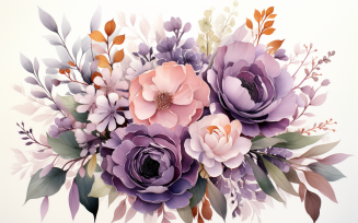 Watercolor Flowers Bouquets, illustration background 400