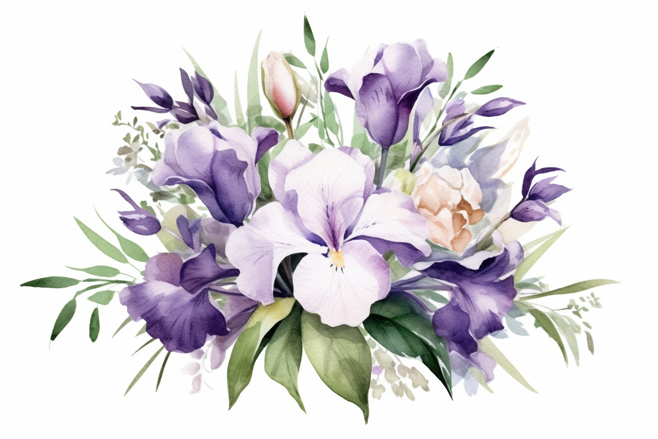 Watercolor Flowers Bouquets, illustration background 364.