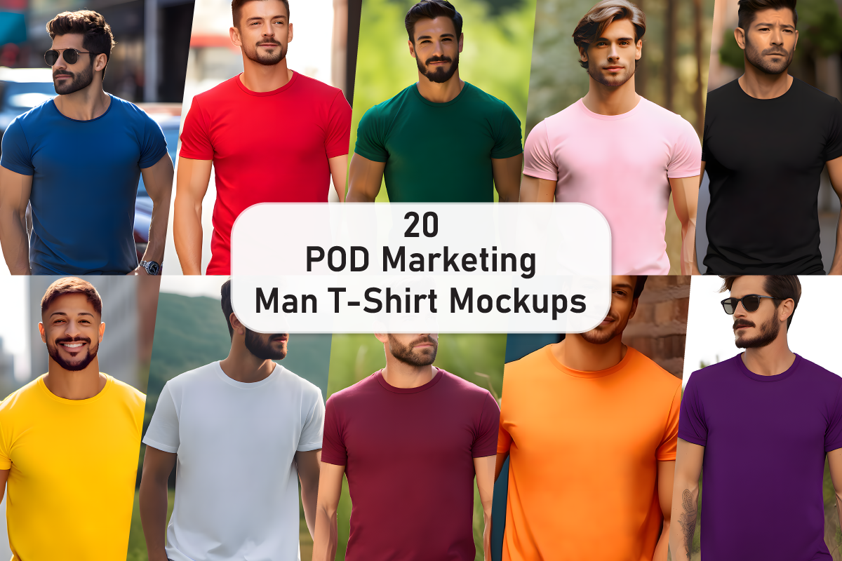 POD Marketing Man T-Shirt Mockup Bundle