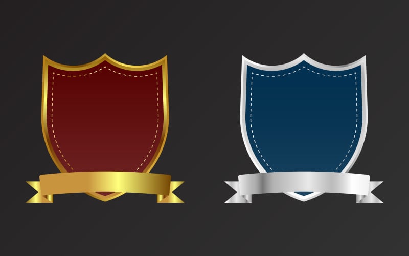 Blank shield and badge element vector Illustration