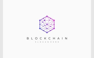 Blockchain Connection Hexagon Tech Logo