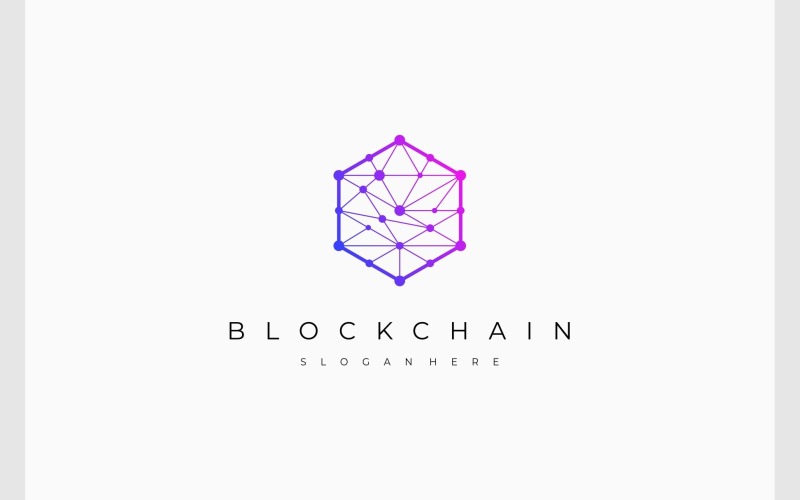 Blockchain Connection Hexagon Tech Logo Logo Template
