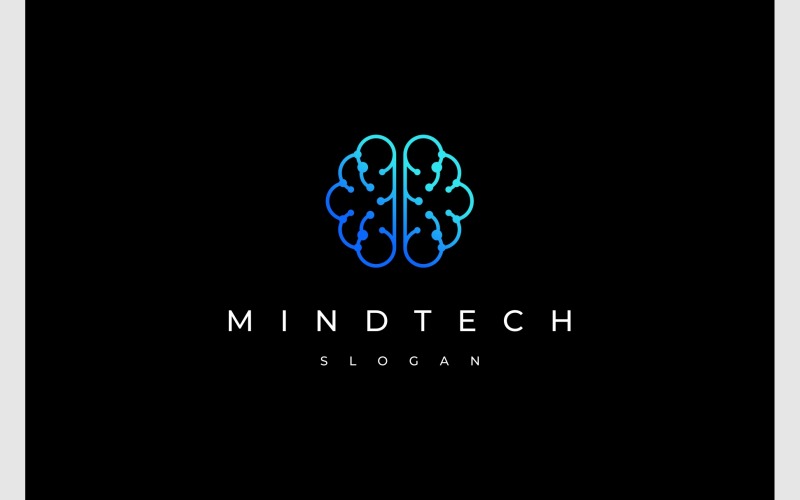 Brain Mind Connection Tech Logo Logo Template