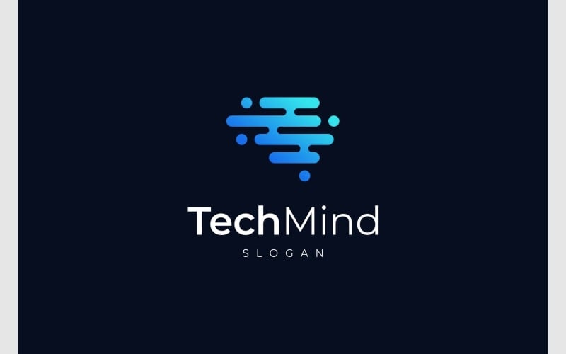 Brain Mind Digital Technology Logo Logo Template