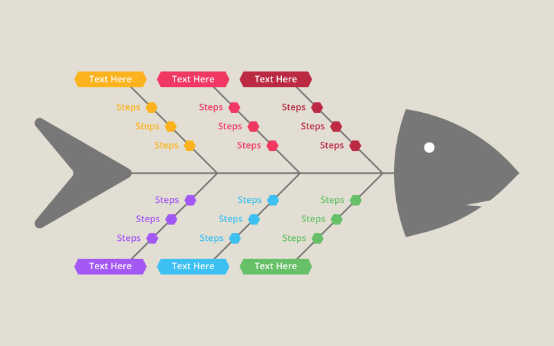 Colorful fishbone directional and presentation infographic Infographic Element