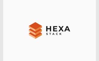Data Storage Hexagon Stack 3D Isometric Logo