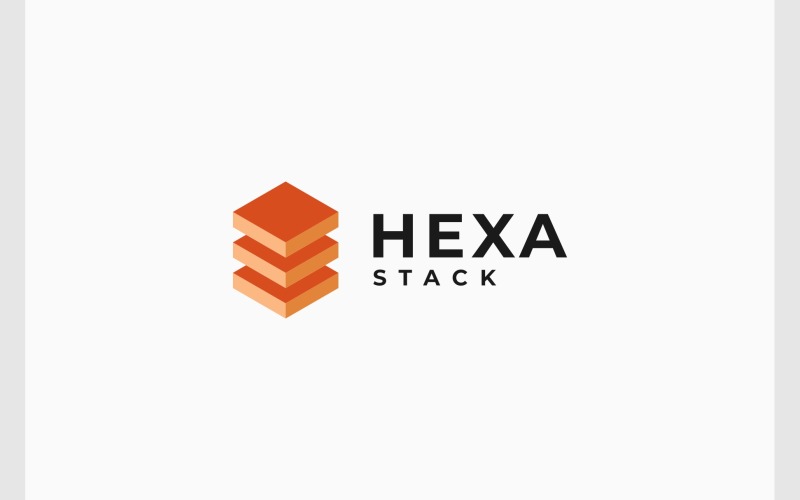 Data Storage Hexagon Stack 3D Isometric Logo Logo Template