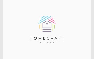 Home Craft House Stripe Line Art Logo