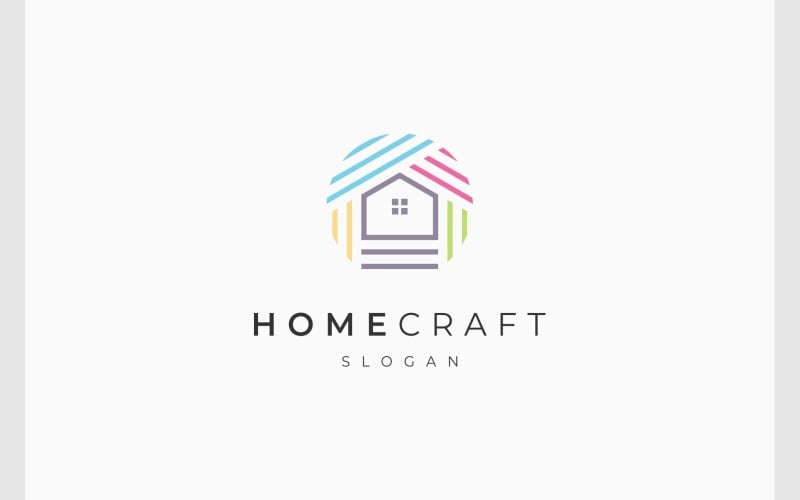 Home Craft House Stripe Line Art Logo Logo Template