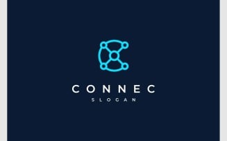 Letter C Connect Technology Logo