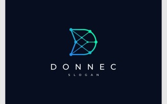 Letter D Connection Technology Futuristic Logo