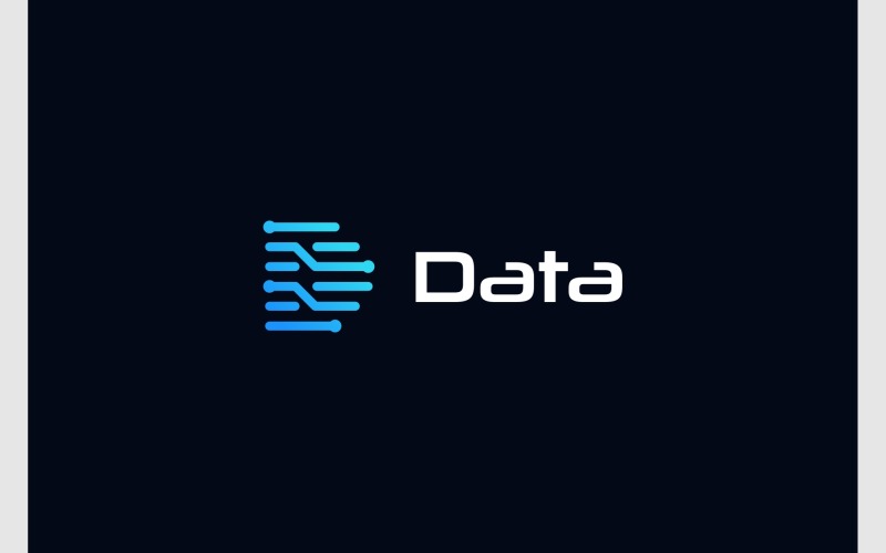 Letter D Data Circuit Connect Logo Logo Template