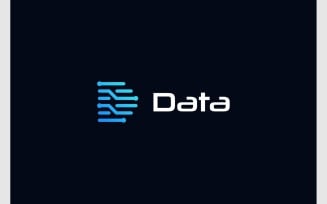 Letter D Data Circuit Connect Logo
