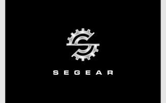 Letter S Gear Machine Silver Logo