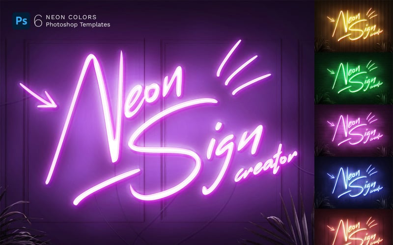 Neon Sign Photoshop Templates Illustration