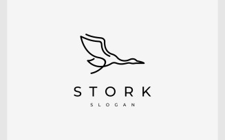 Stork Crane Heron Flying Simple Logo