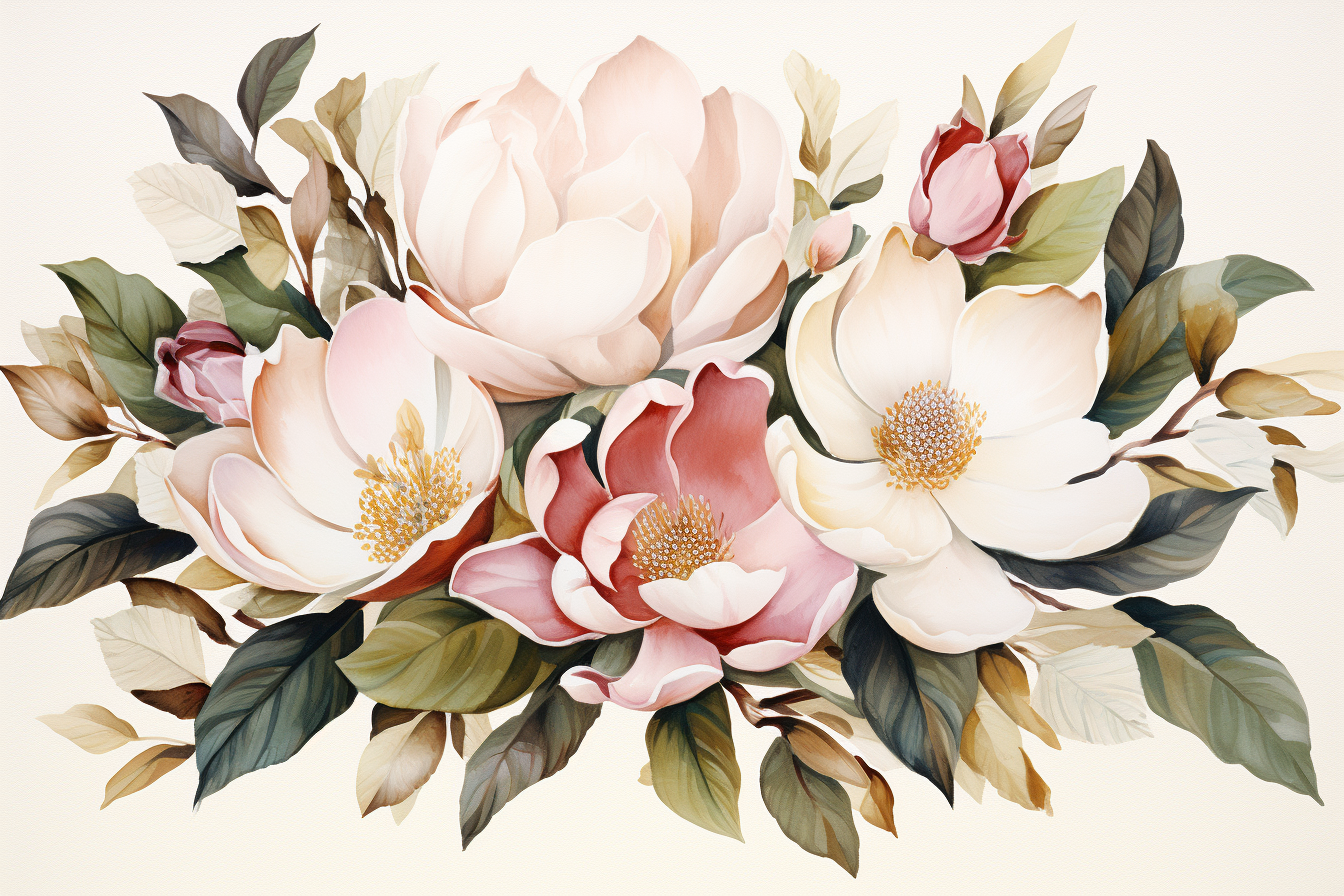 Watercolor Flowers Bouquets, illustration background 403