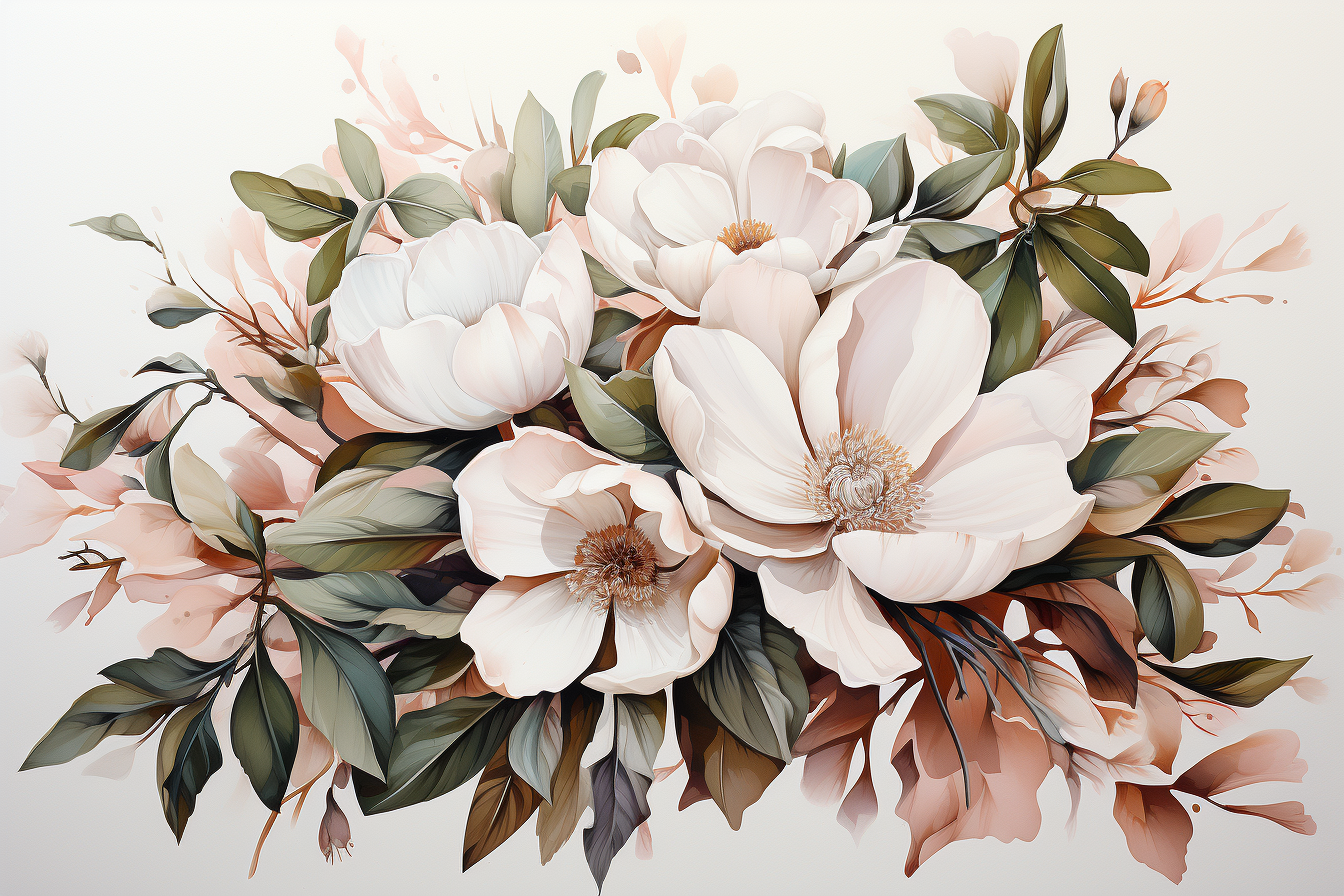 Watercolor Flowers Bouquets, illustration background 409