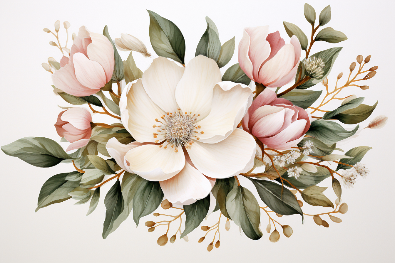 Watercolor Flowers Bouquets, illustration background 410