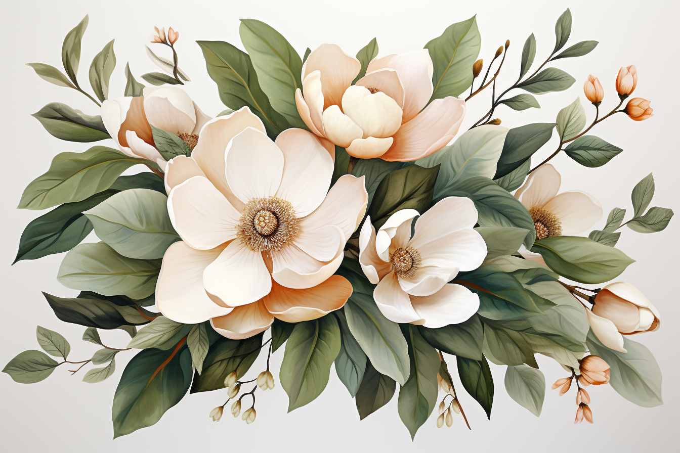 Watercolor Flowers Bouquets, illustration background 411