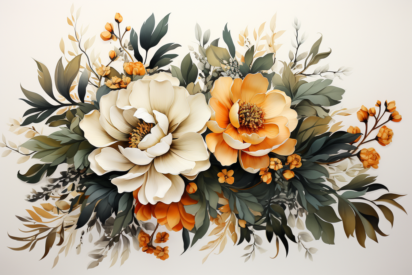 Watercolor Flowers Bouquets, illustration background 414