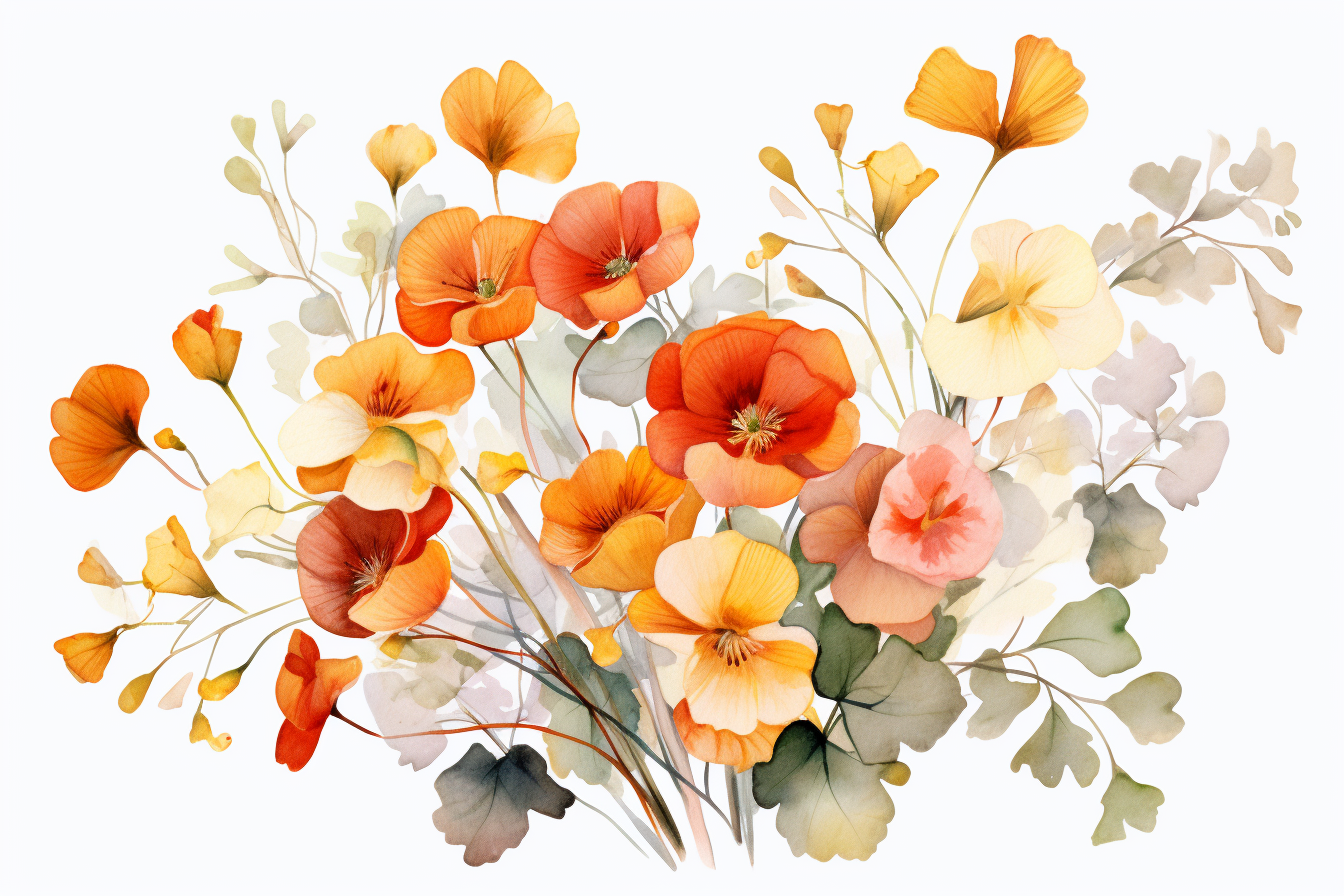 Watercolor Flowers Bouquets, illustration background 424