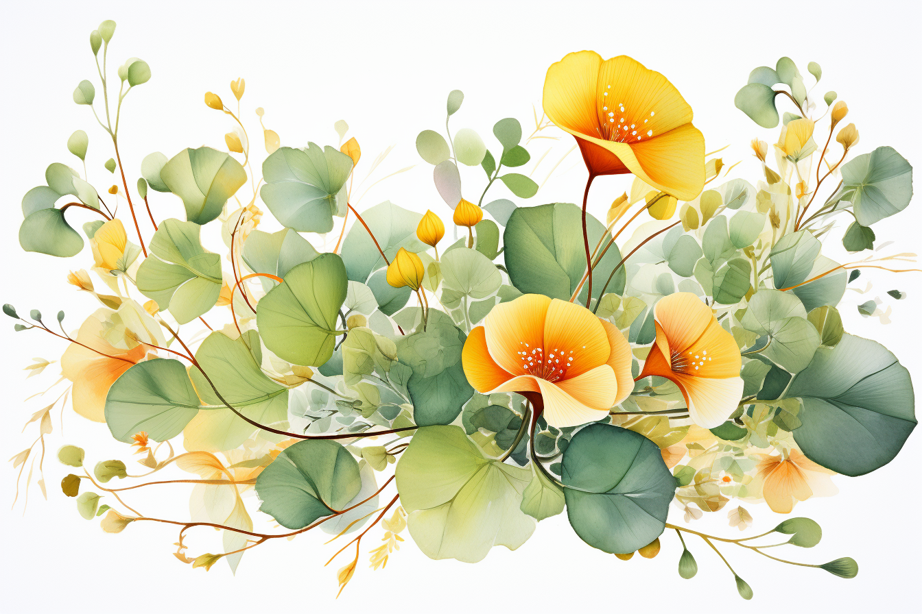 Watercolor Flowers Bouquets, illustration background 425