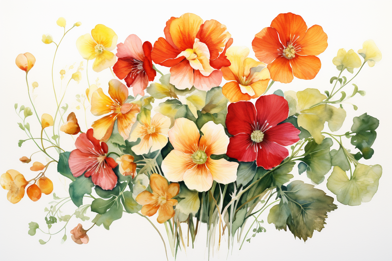Watercolor Flowers Bouquets, illustration background 427