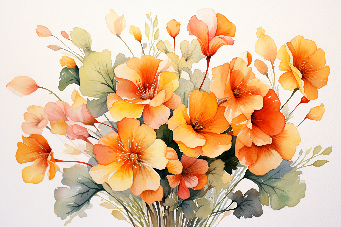 Watercolor Flowers Bouquets, illustration background 435