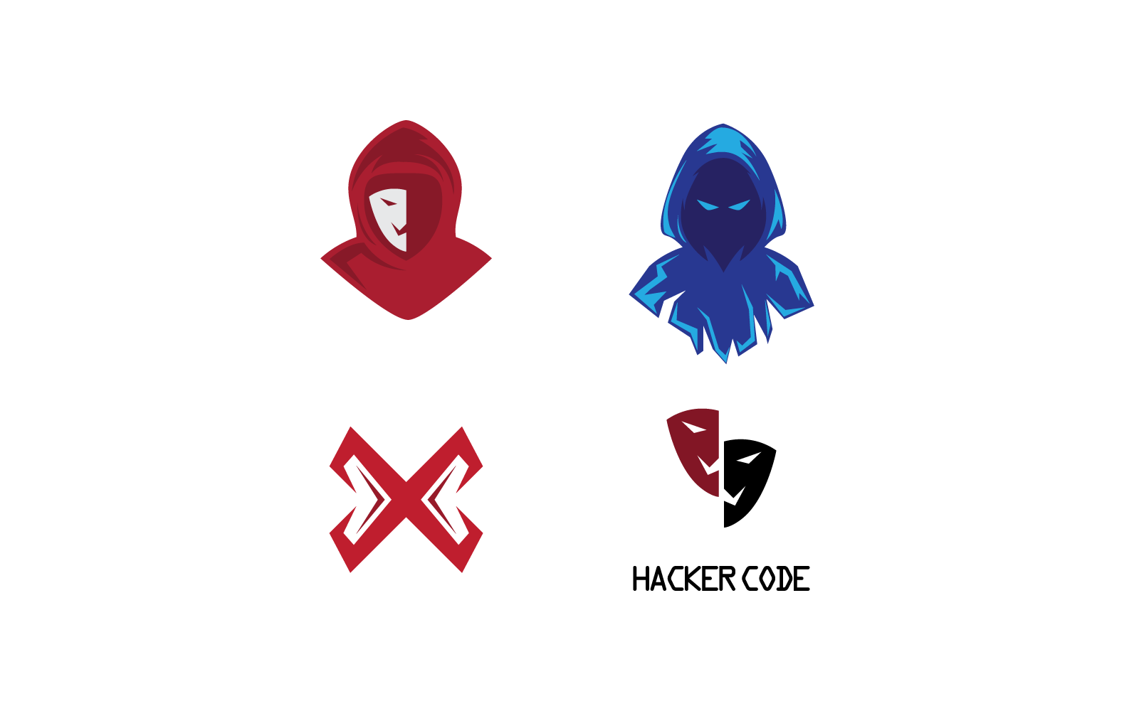 Anonymous hacker illustration vector flat design Logo Template