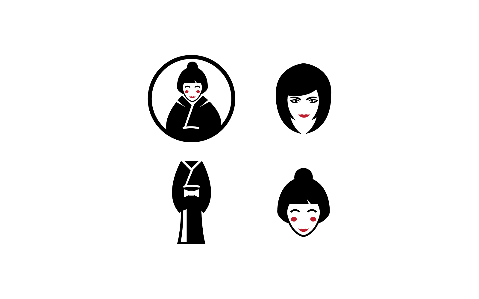 Geisha cara kimono estilo tradicional logo diseño vectorial