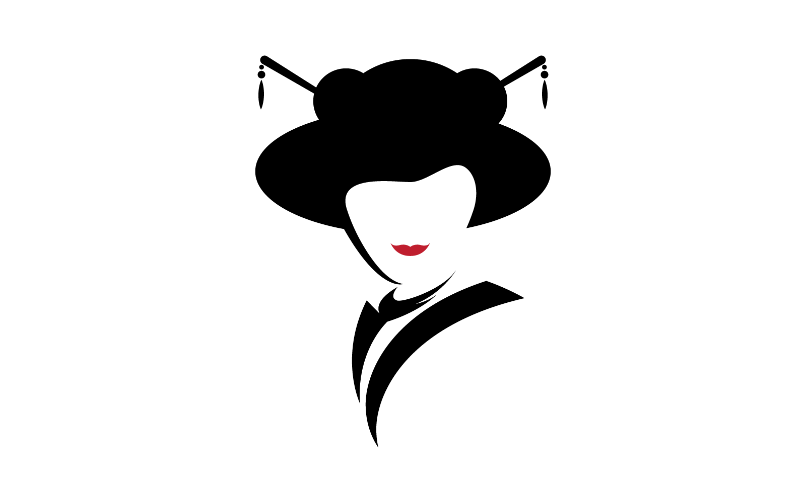 Geisha cara kimono estilo tradicional logo vector icono diseño