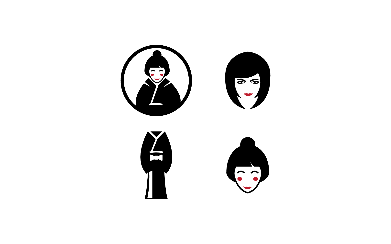 Geisha face kimono traditional style logo vector design Logo Template