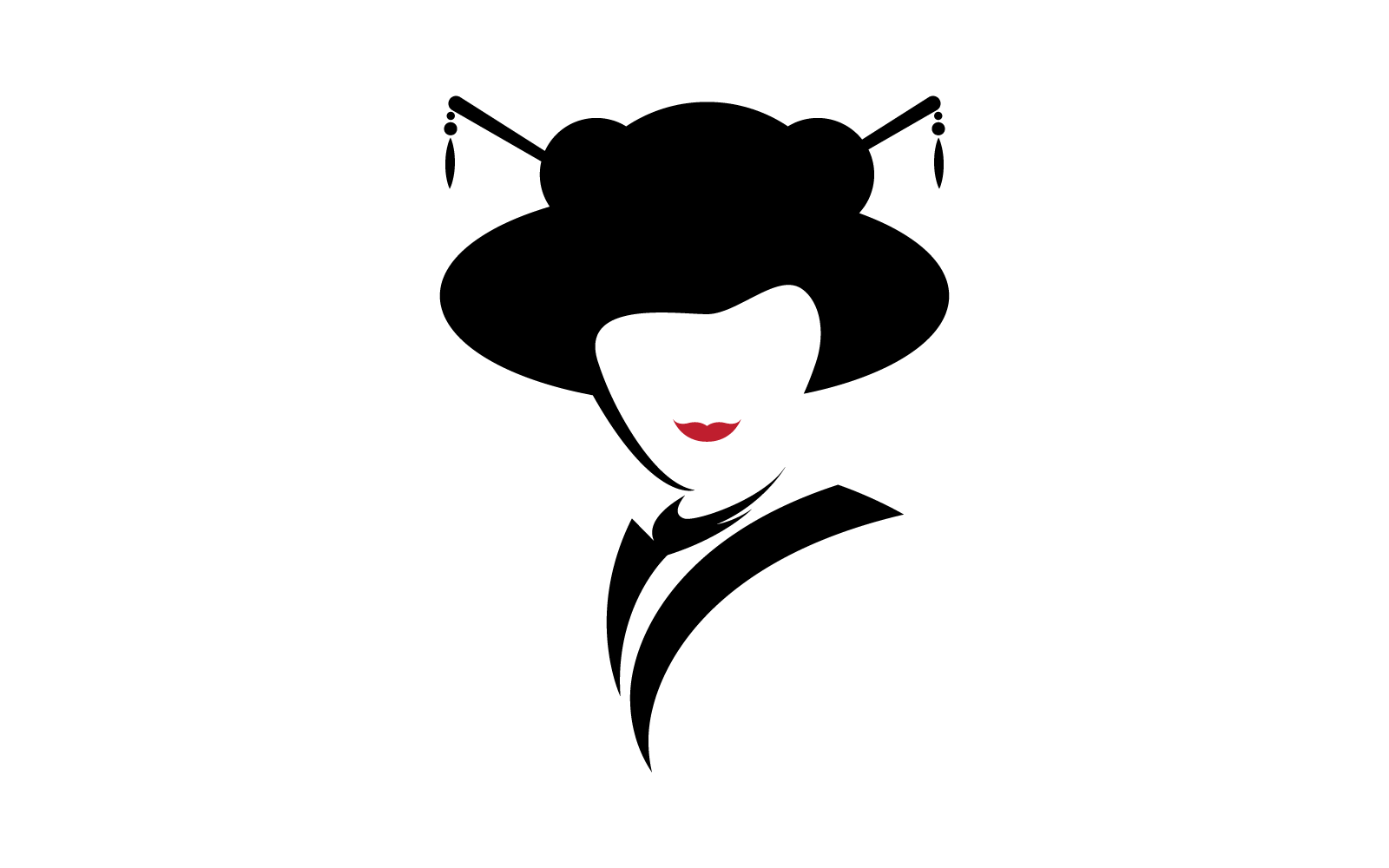 Geisha face kimono traditional style logo vector icon design
