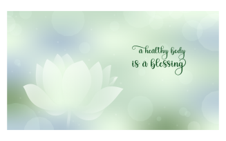Inspirational Background 14400x8100px In Green Color Scheme With Lotus And Message About Blessing