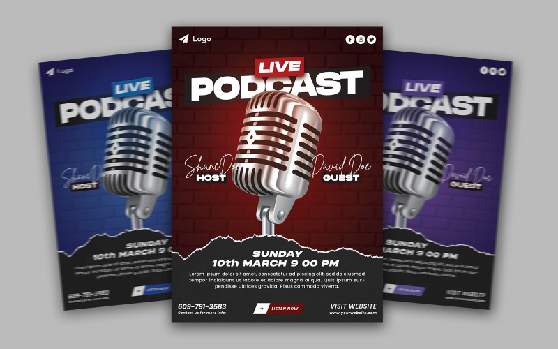 Podcast Talk Show Flyer Template Corporate Identity