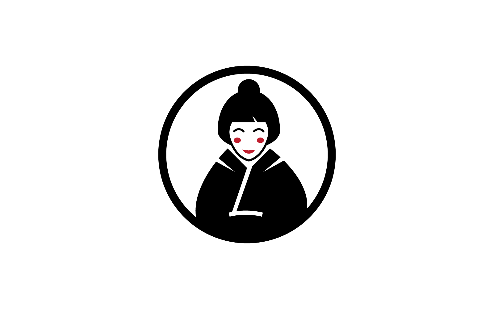Vector de icono de logotipo de estilo tradicional de kimono de cara de geisha