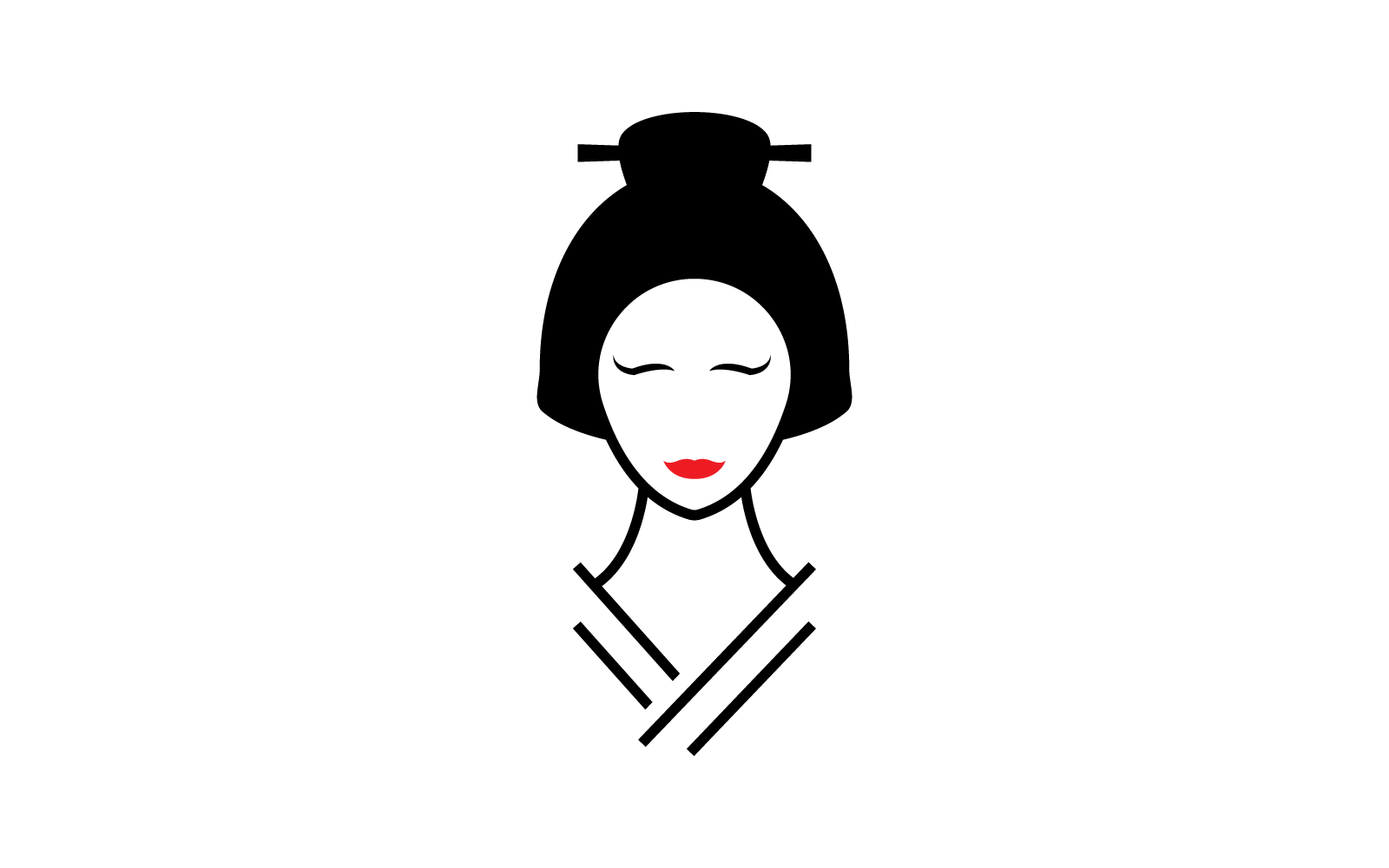 Vector de logotipo de estilo tradicional de kimono de cara de geisha