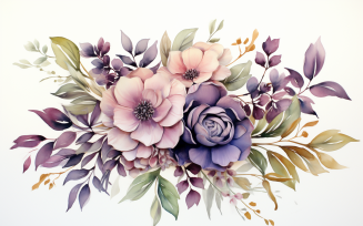 Watercolor Flowers Bouquets, illustration background 401
