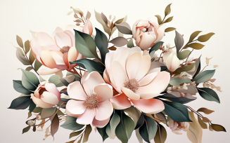 Watercolor Flowers Bouquets, illustration background 406