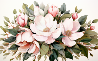 Watercolor Flowers Bouquets, illustration background 408