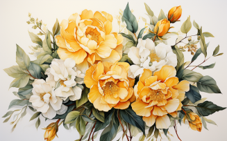 Watercolor Flowers Bouquets, illustration background 413