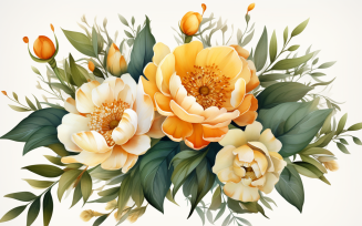 Watercolor Flowers Bouquets, illustration background 416