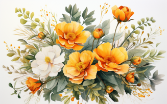Watercolor Flowers Bouquets, illustration background 417
