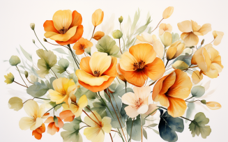 Watercolor Flowers Bouquets, illustration background 431